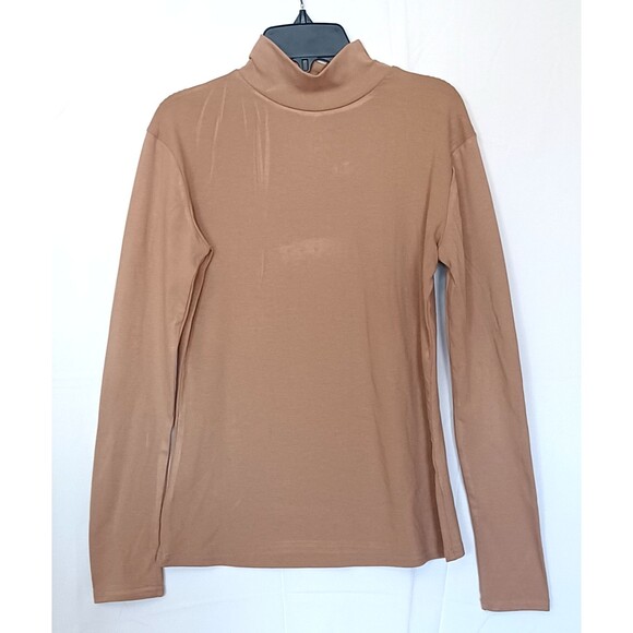 Unbranded Tops - Women’s M Brown Solid Turtleneck Knit Long Sleeve Stretch Pullover Top
